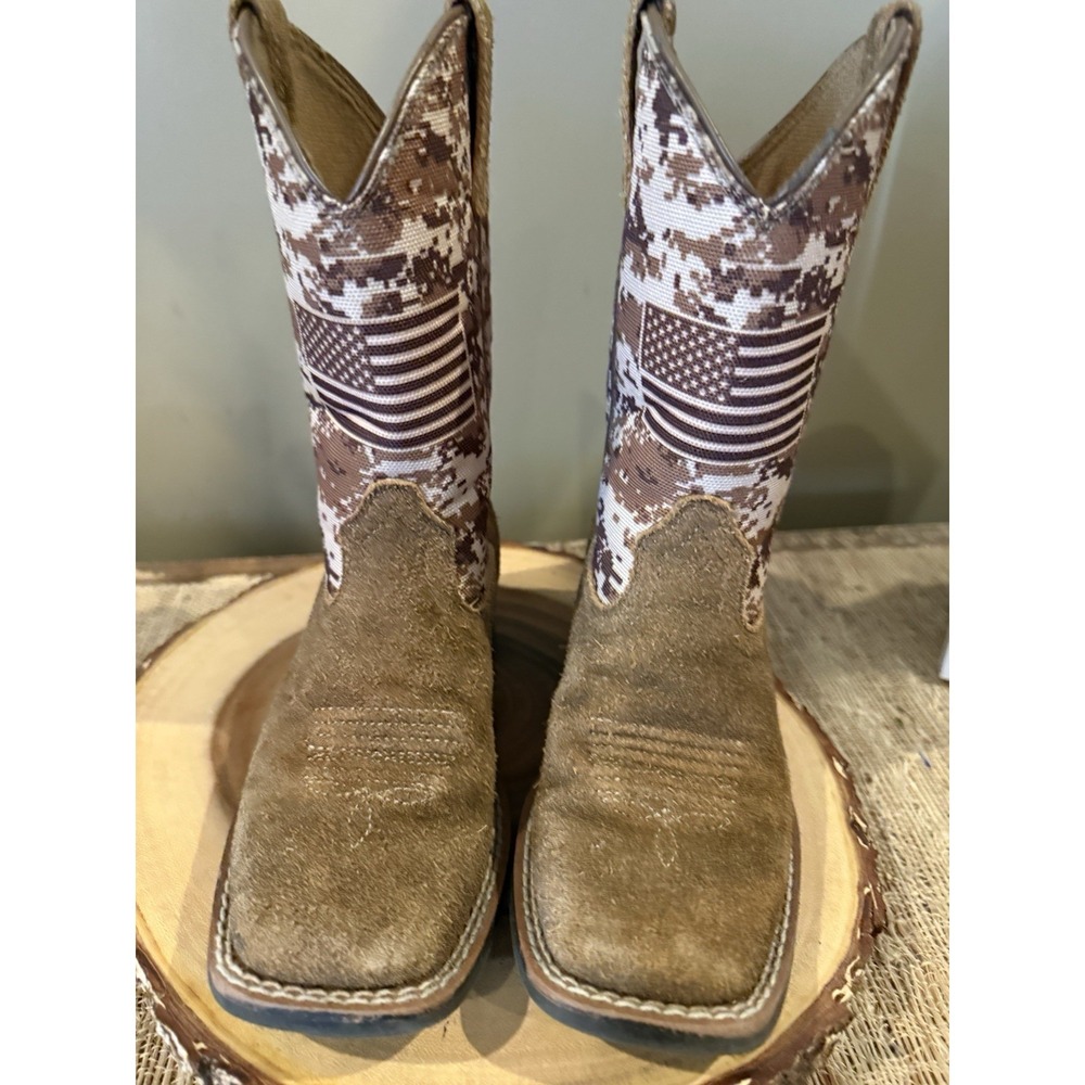 Ariat Kids Sport Patriot Western Boots Camo American Flag Brown Sz-11 - Picture 7 of 15